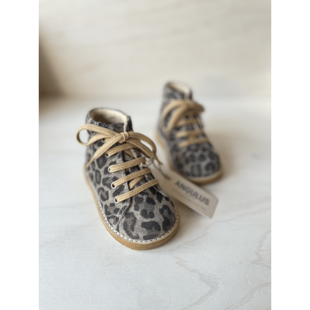 Angulus - Classic Lace-Up Shoe - Beige Leo