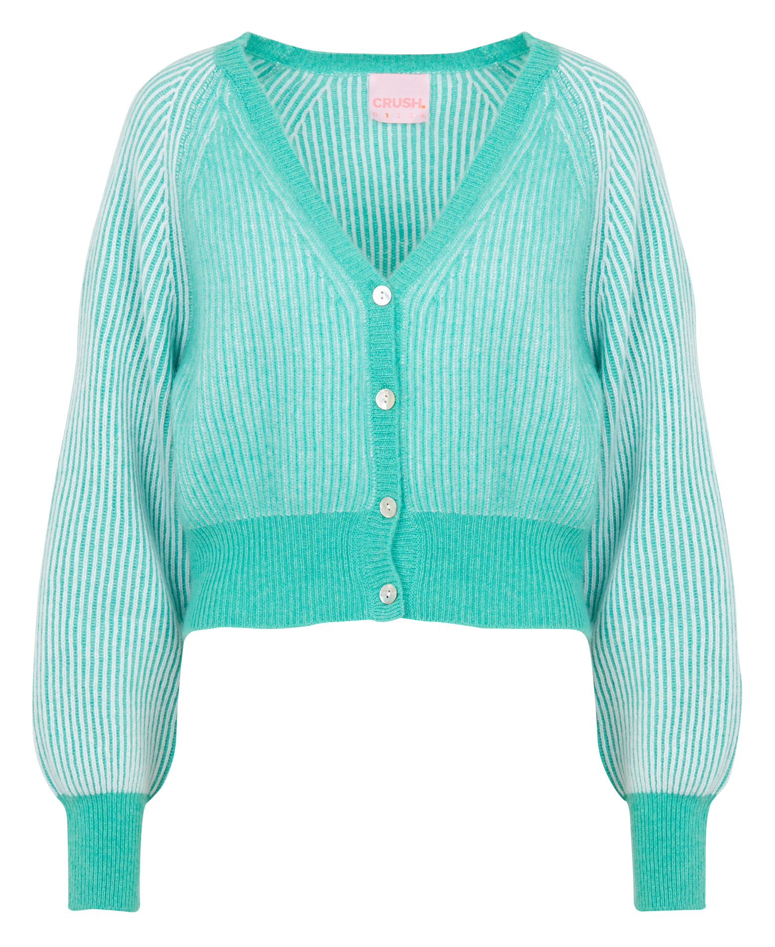 MOANA - Cardigan court col V rayé en cachemire| Multicolore