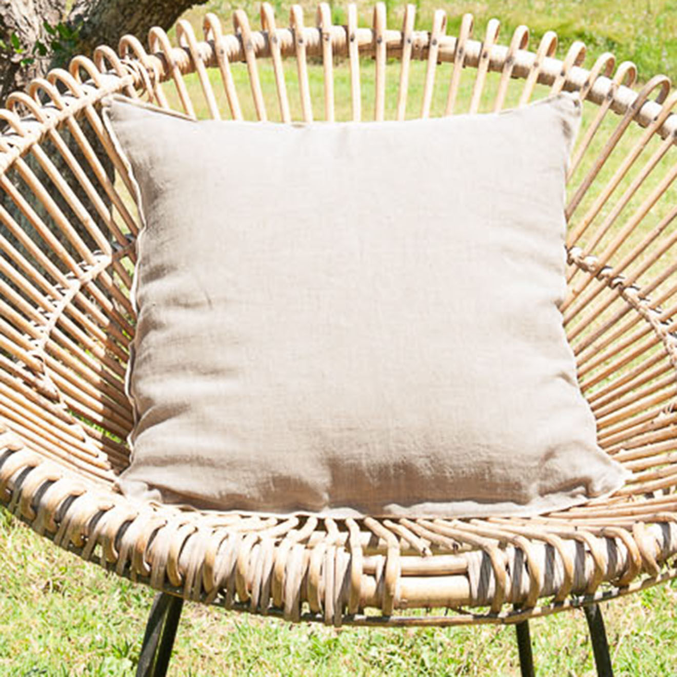 En Fil d'Indienne Housse de coussin Linon toile de lin naturel - 45x45 cm
