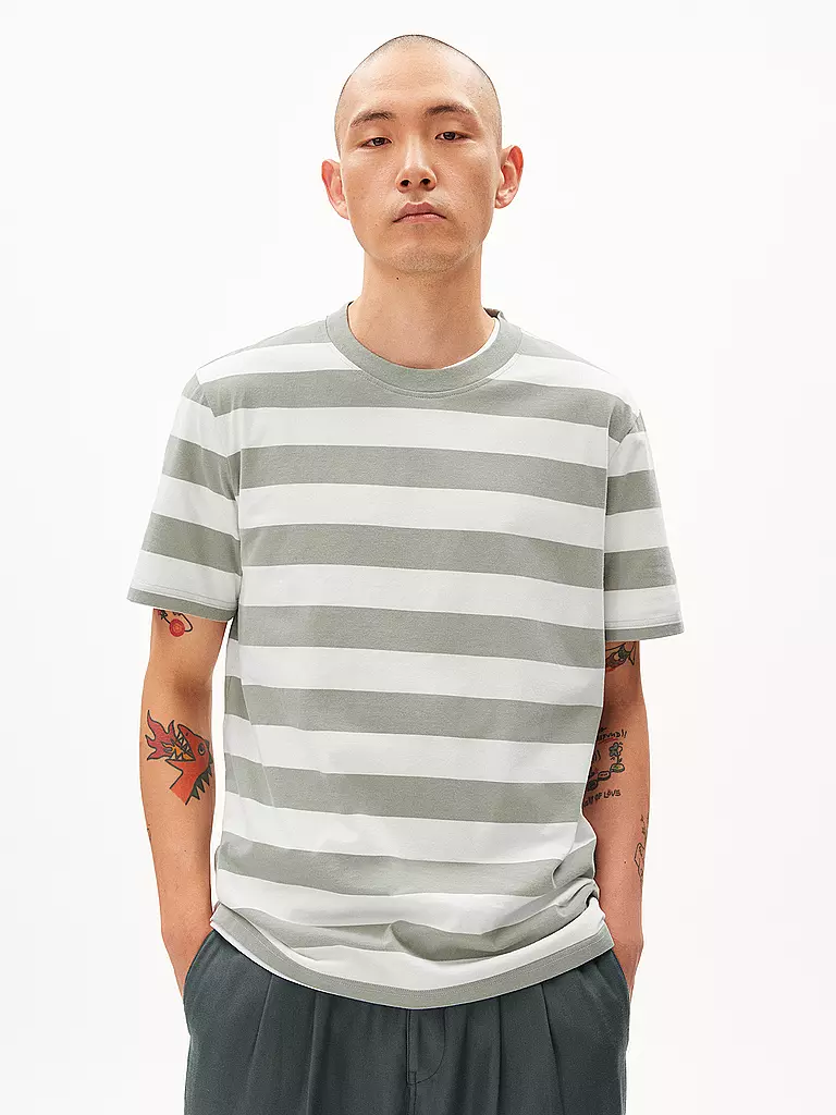ARMEDANGELS T-Shirt BAHAAR STRIPES hellgrün