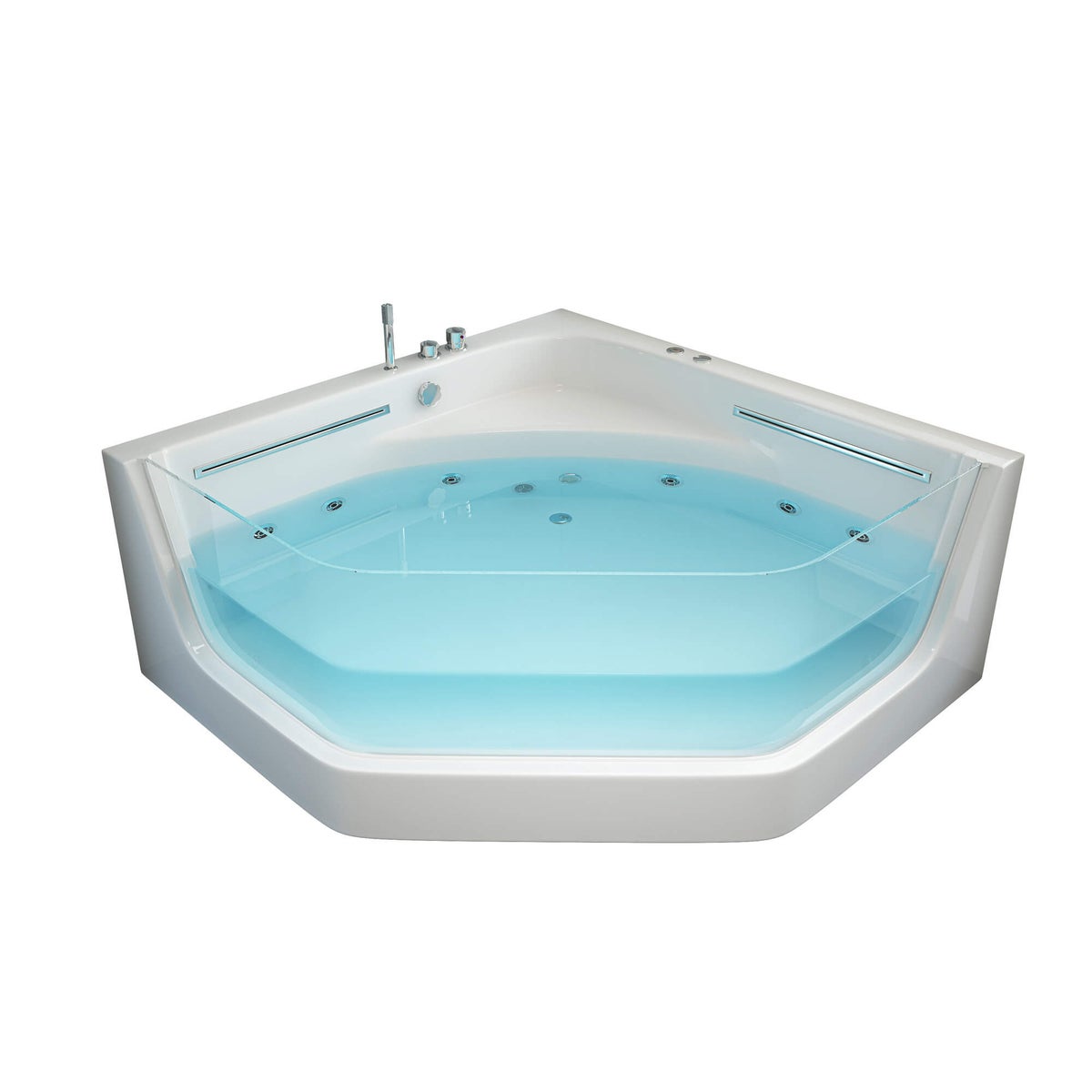 Home Deluxe - Whirlpoolbad - PACIFICO wit met lichttherapie en massage - Afmetingen 150 x 150 x 55 cm | Hoekbad, binnenbad, 2 personen