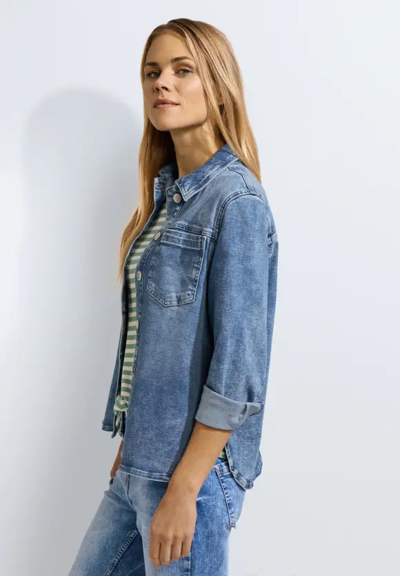 Jeans Overshirt - mid blue wash