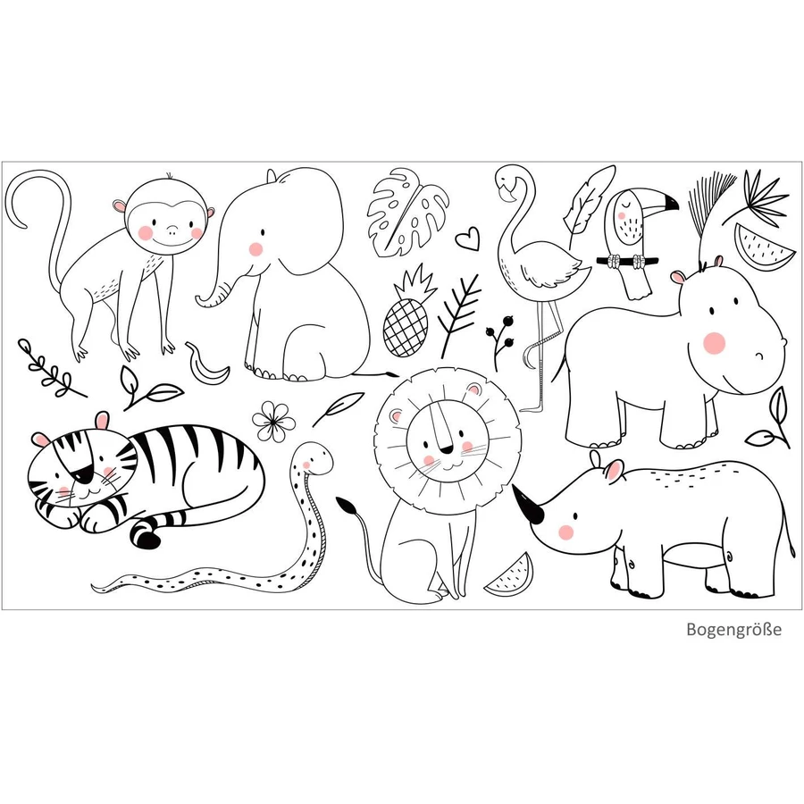 Nikima Wandtattoo 127 Tiere Dschungel schwarz weiß weiß