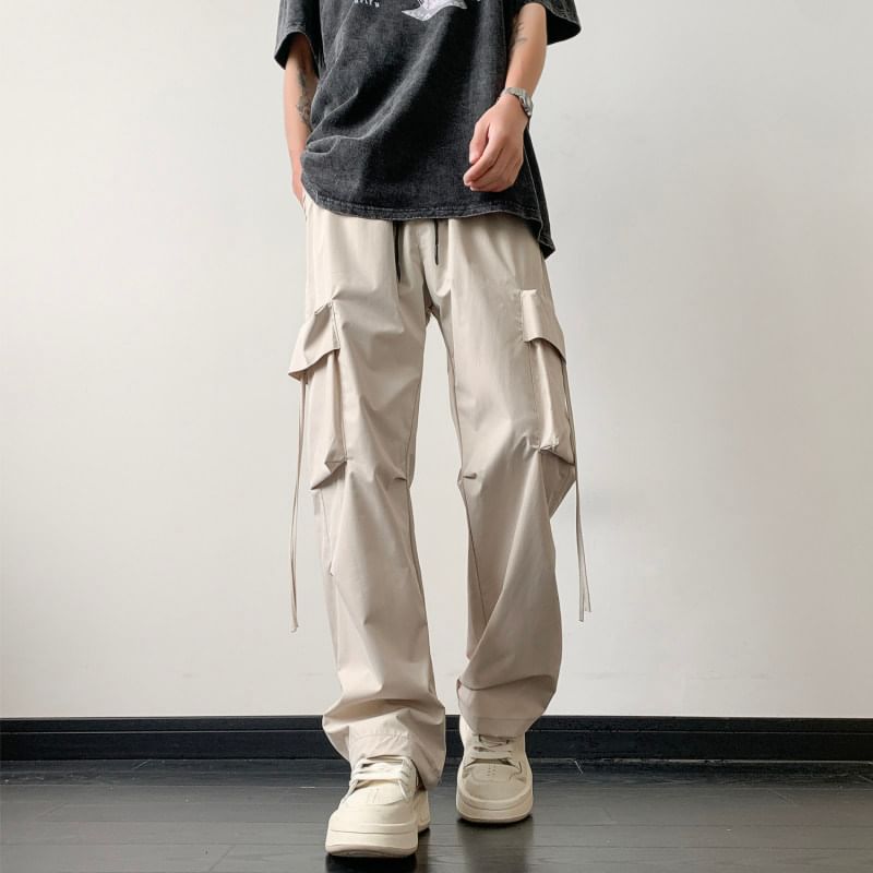 Breeson - Low Rise Plain Wide Leg Cargo-broek