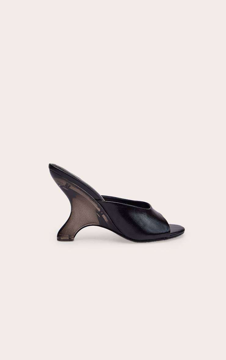 Noir Mules Compensées À Détail Perspex Incurvé