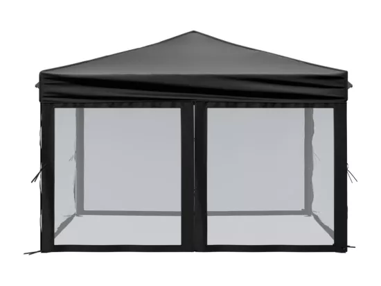 Tente de réception pliable avec parois Noir 3x3 m