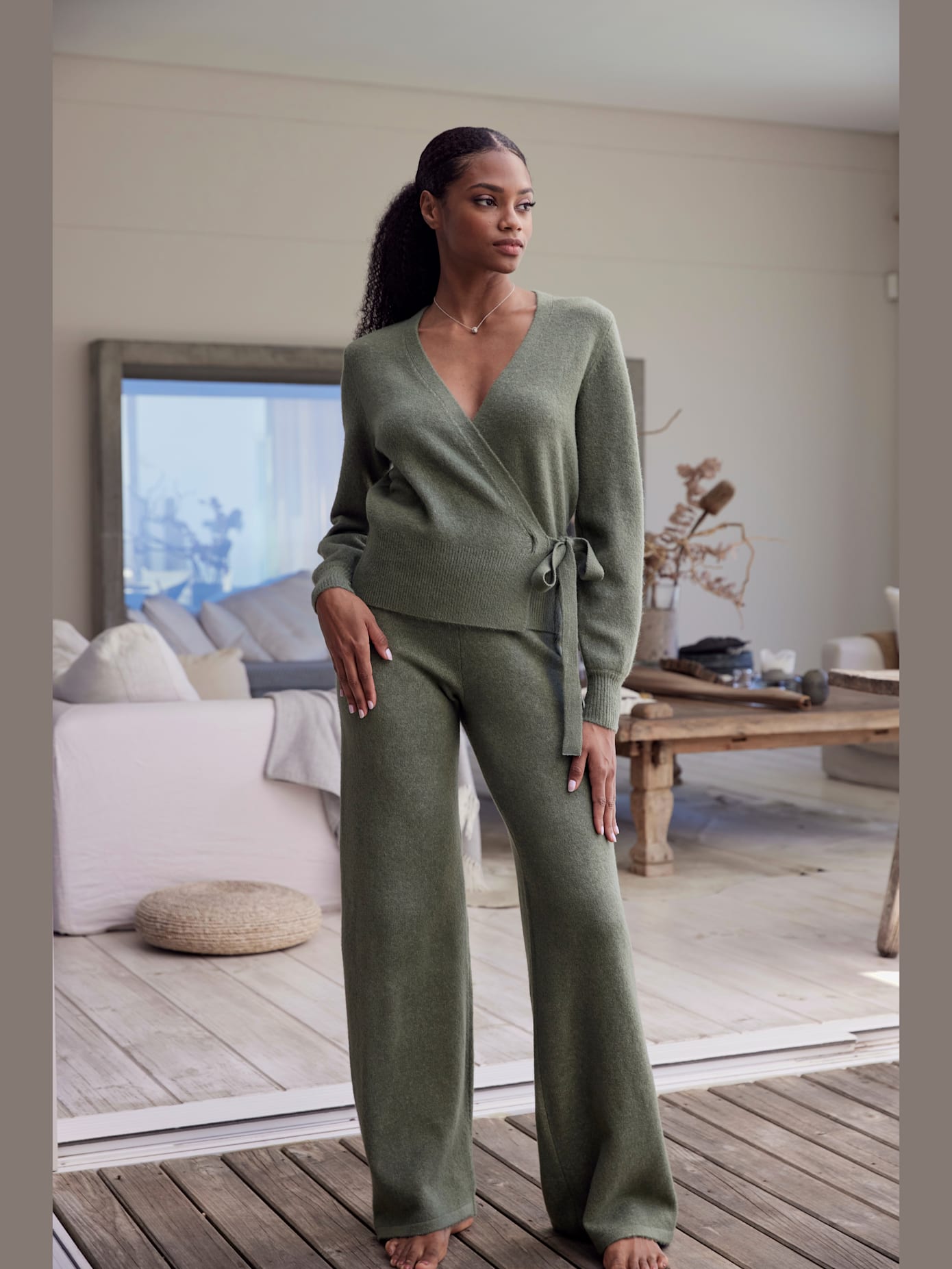 Veste cache-cœur en tricot veste en tricot douce à nouer