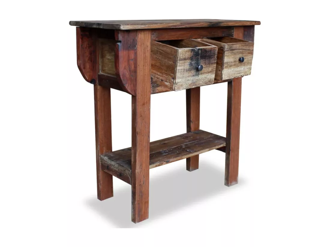 Table console Bois de récupération massif 80 x 35 x 80 cm