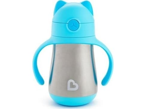 MUNCHKIN drikkeflaske med håndtak og sugerør Cool Cat, blå, 237ml 18m+, 05192202WWW