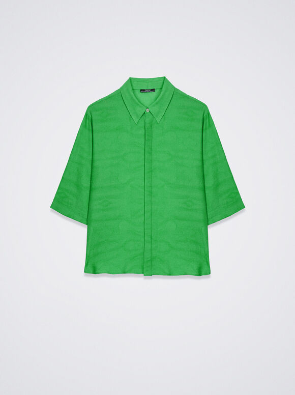 Camisa jacquard de manga curta - Verde