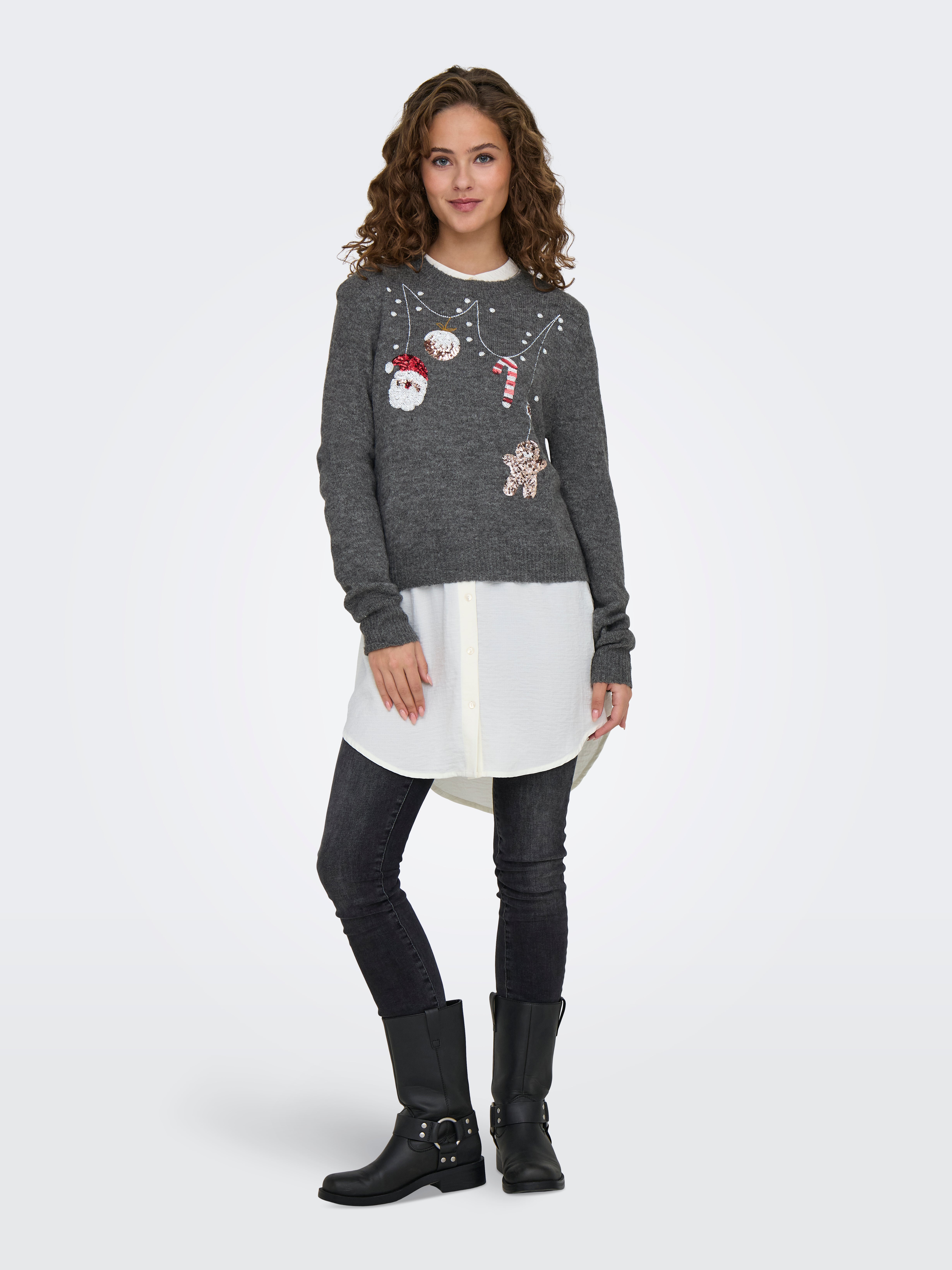 JDYTWINKLE Strickpullover Medium Grey Melange