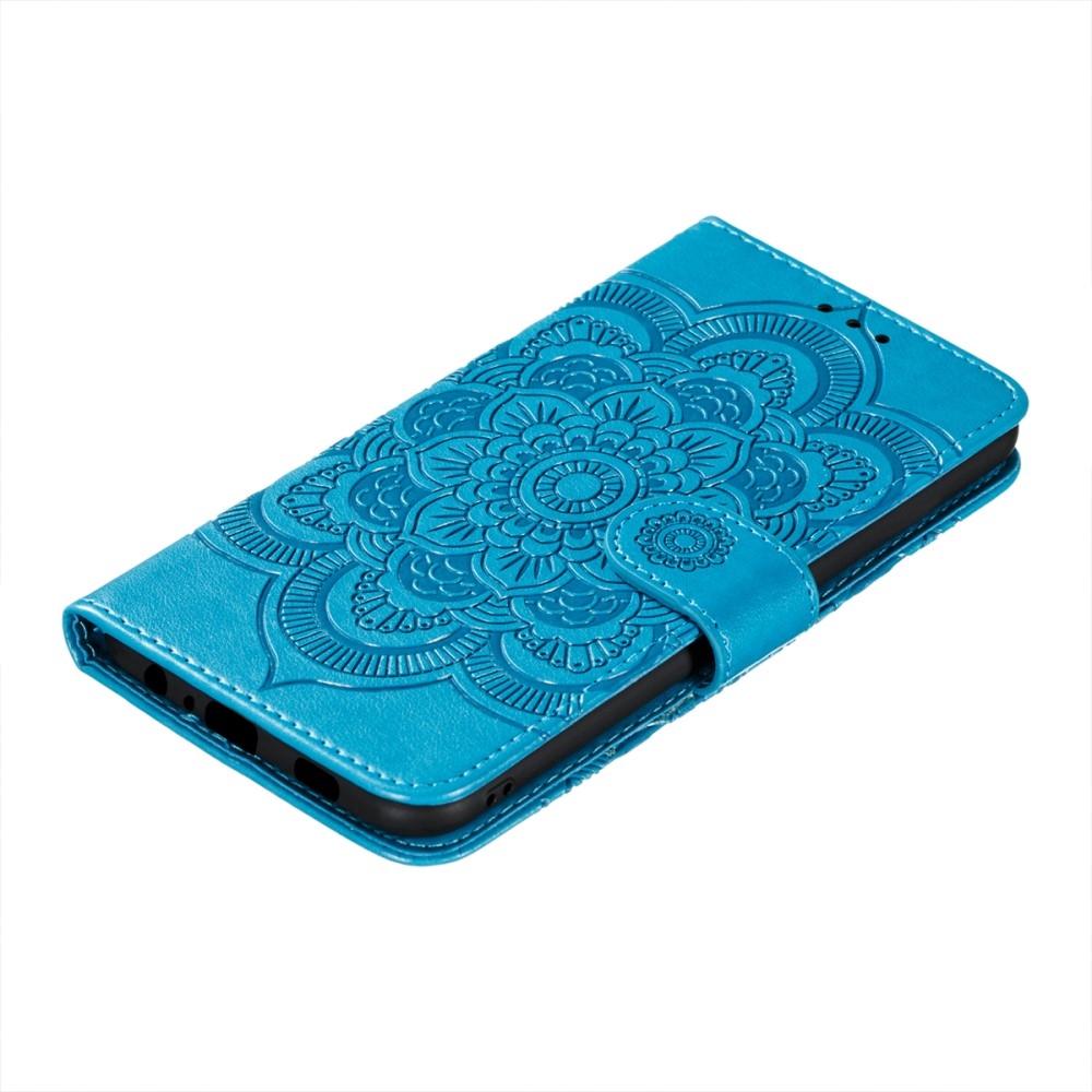 Samsung Galaxy A52s 5G / A52 (5G) Leder Tasche Wallet - Mandala Flowers Imprint - Blau