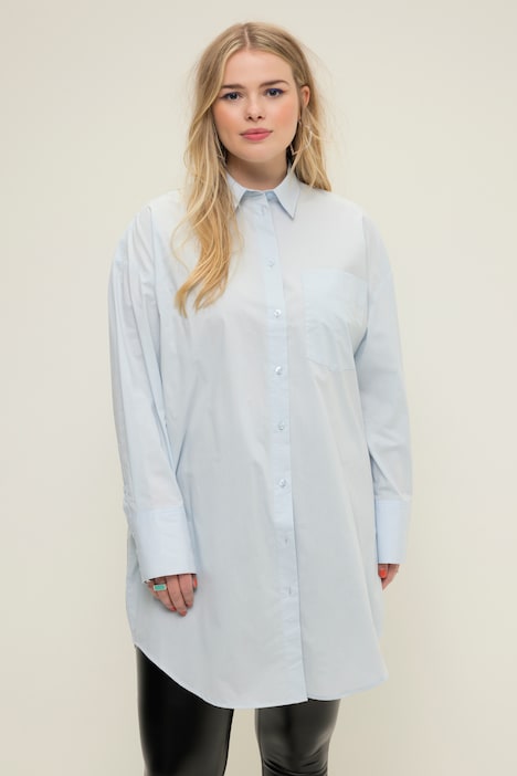 Hemdbluse, oversized, Knopfleiste, Hemdkragen