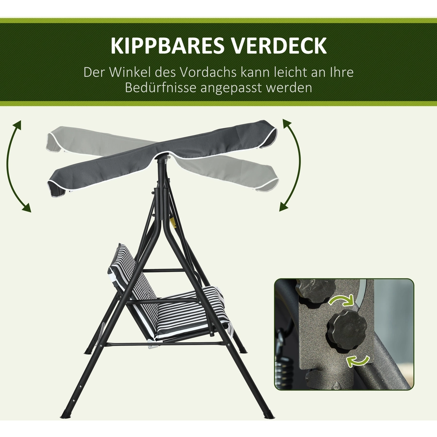 Outsunny Hollywoodschaukel als 3-Sitzer grau, weiß