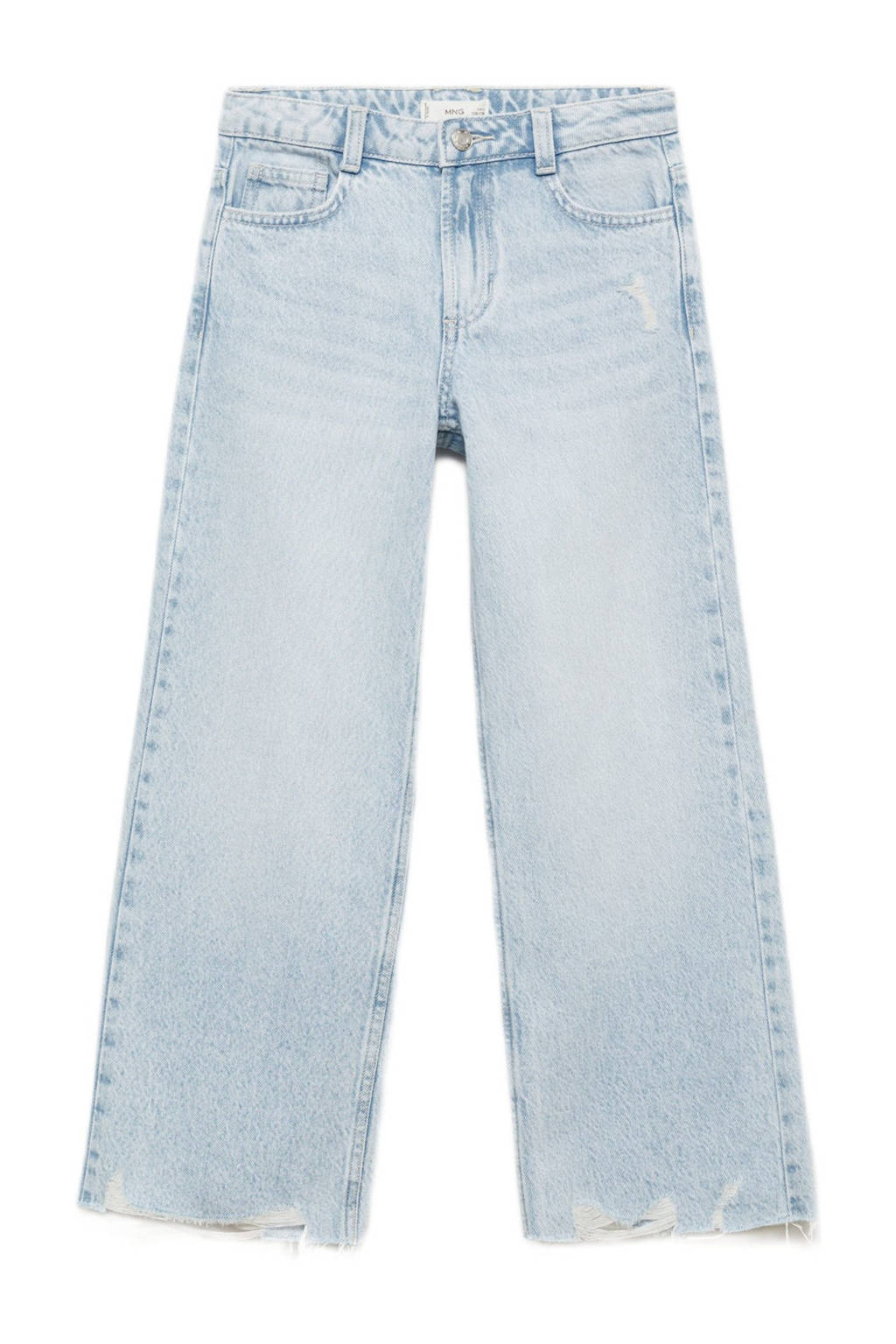 Mango Kids wide leg regular waist jeans light blue denim