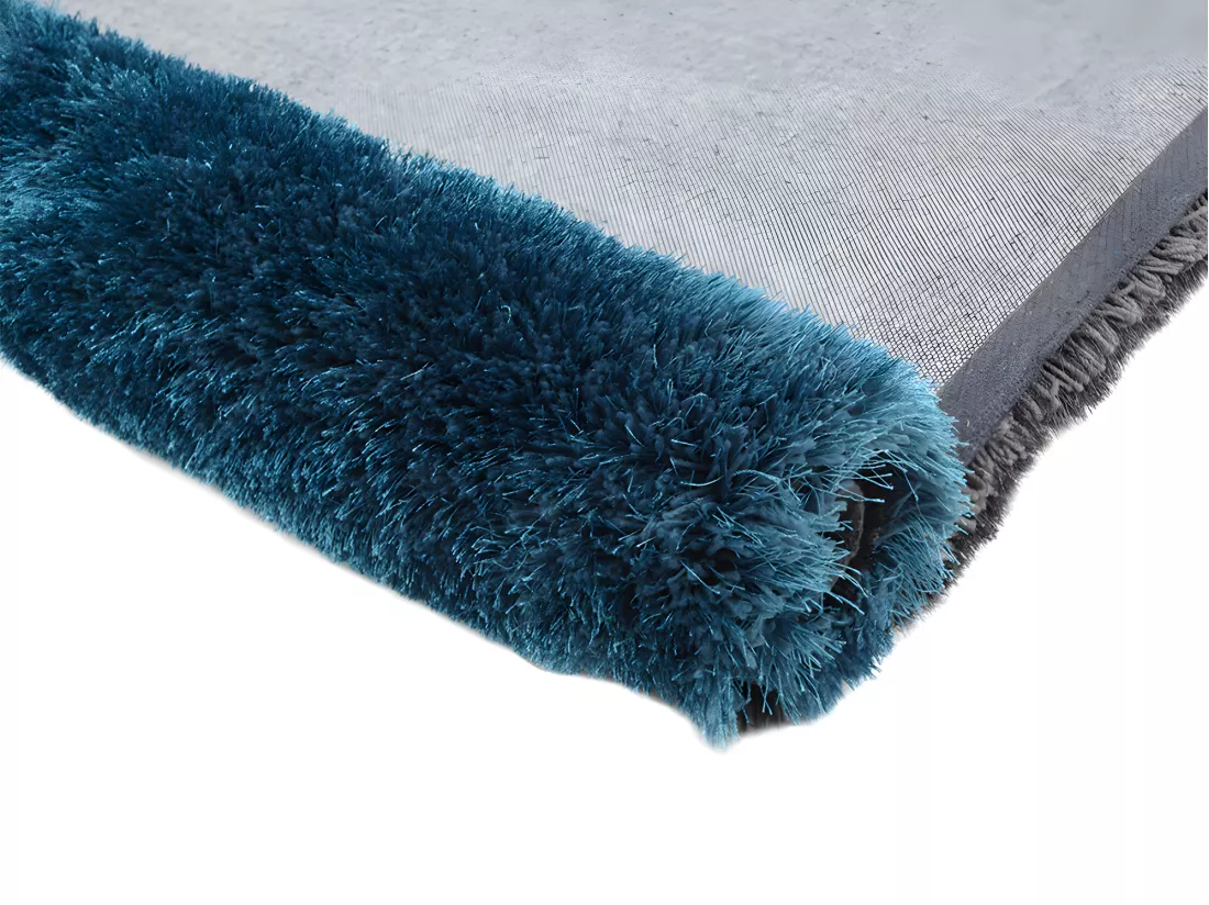 Tapis shaggy à poils longs - turquoise et gris - 160 x 230 cm - PIETRA