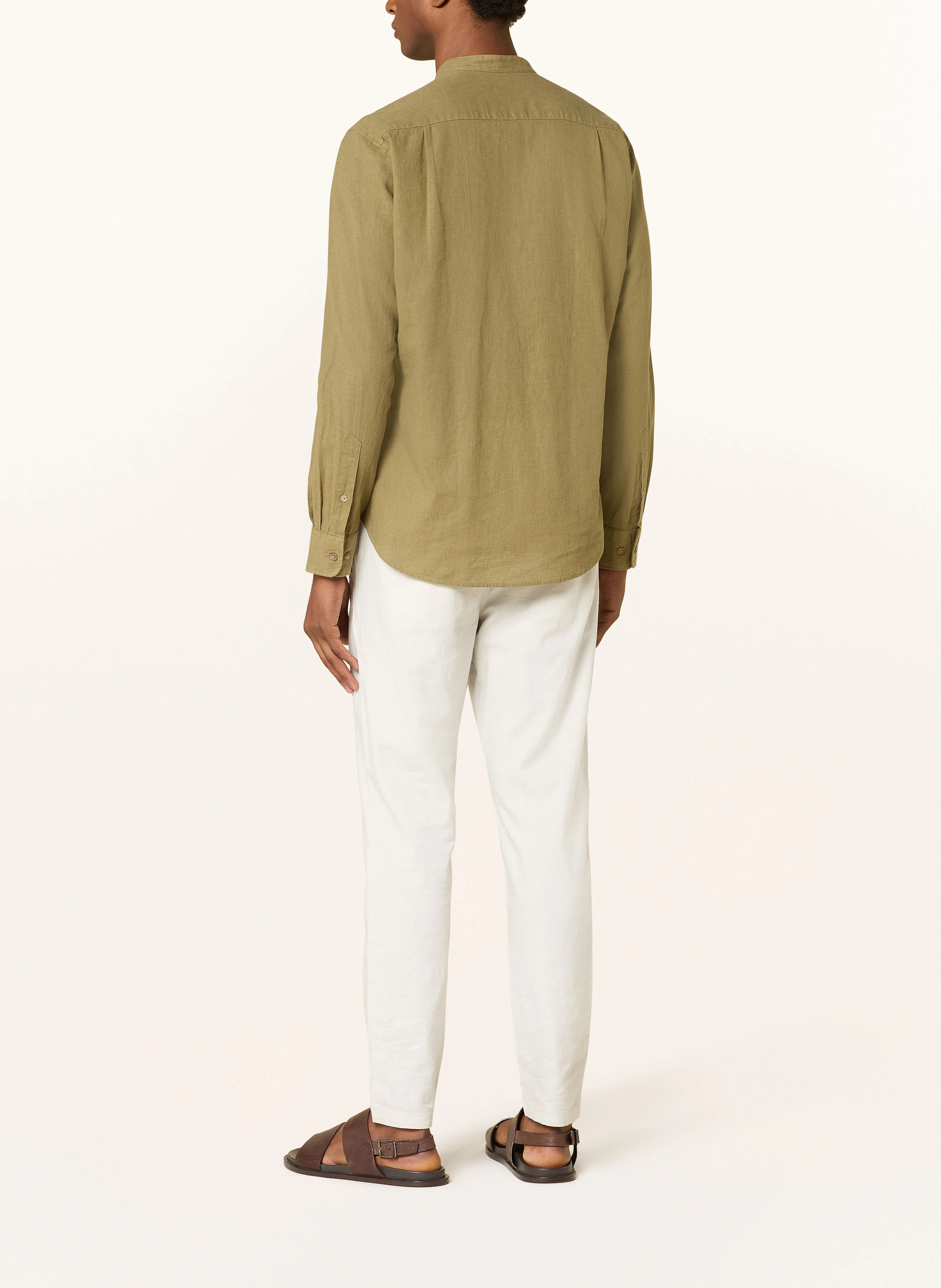 STROKESMAN'S Hemd Modern Fit mit Stehkragen und mit Leinen