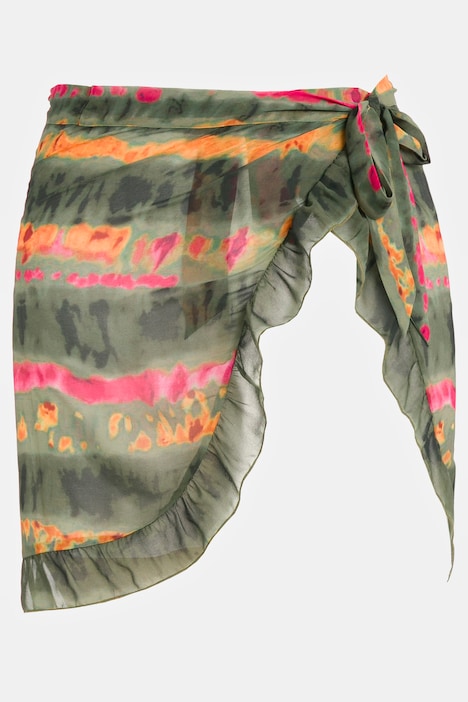 Wickelrock, Batikstreifen, Chiffon, Rüsche