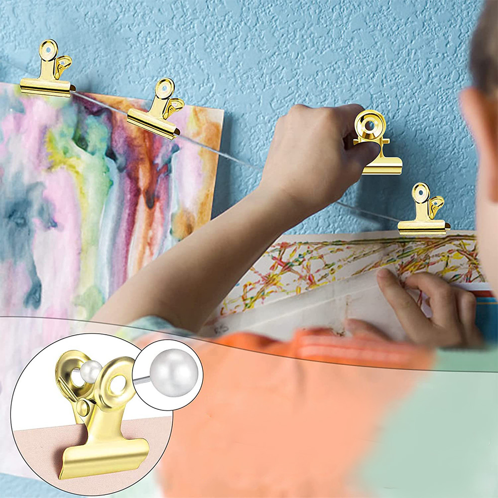(40er Set) 25mm Graffa Aktenklammer Büro Befestigungsclip - Gold