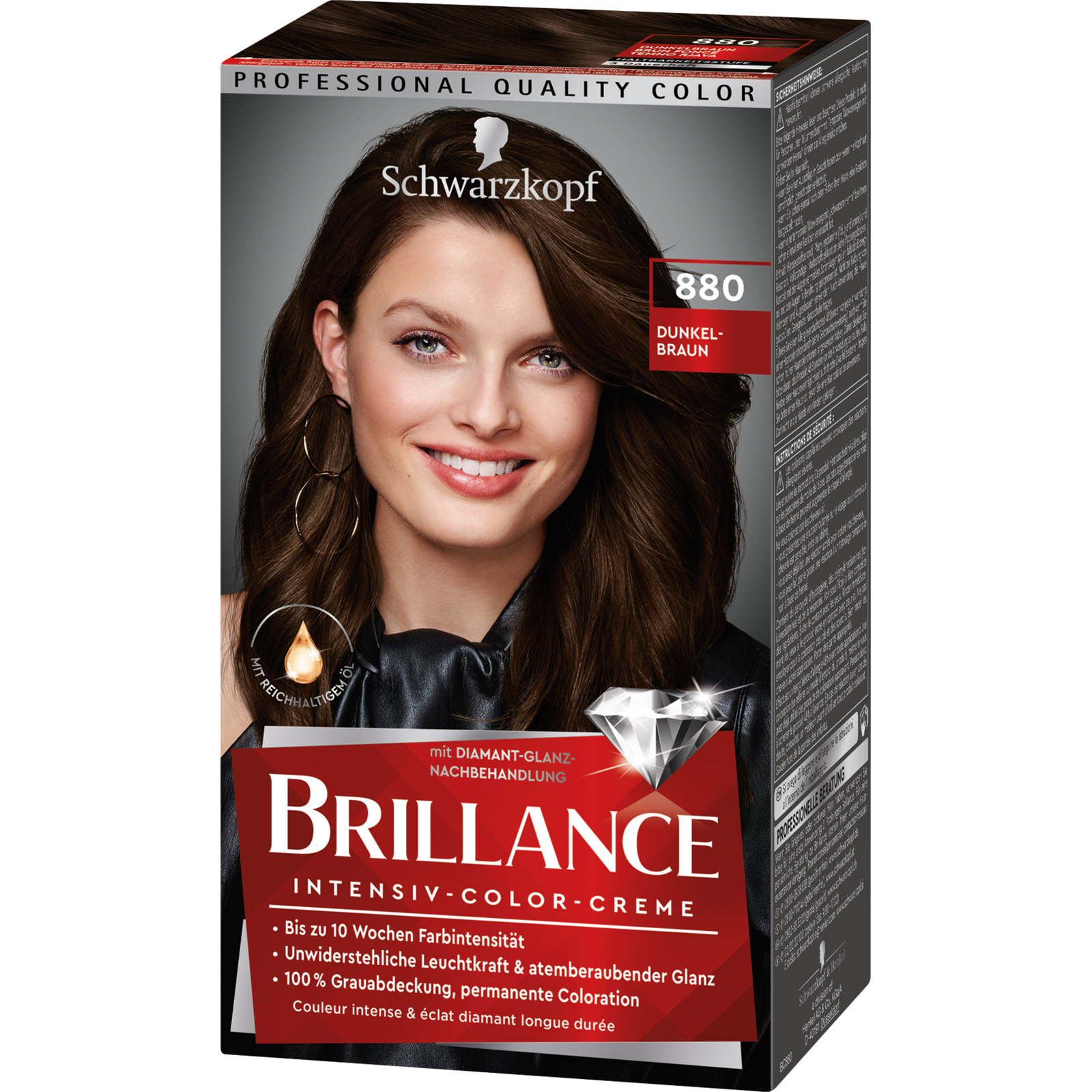 Schwarzkopf Brillance Intensiv-Color-Creme Dunkelbraun 880