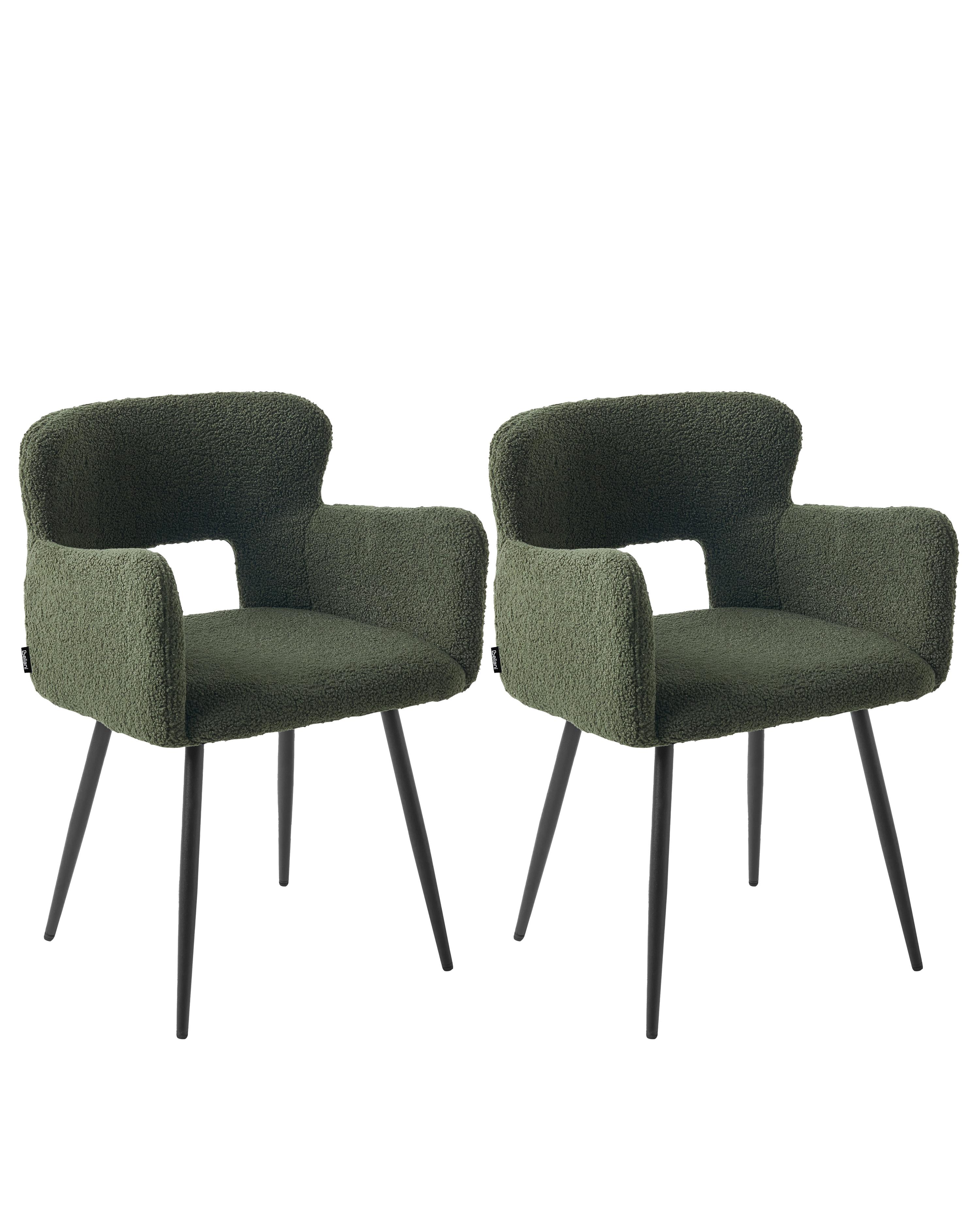 Set van 2 eetkamerstoelen SANILAC Bouclé Donkergroen