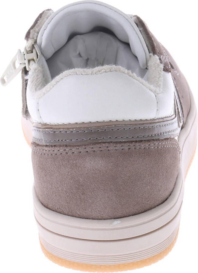 Hip leren sneakers wit taupe