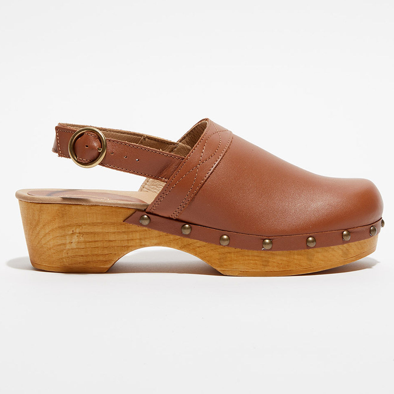 Apologie Studio Sabots en Cuir Nicole camel - Talon 5 cm