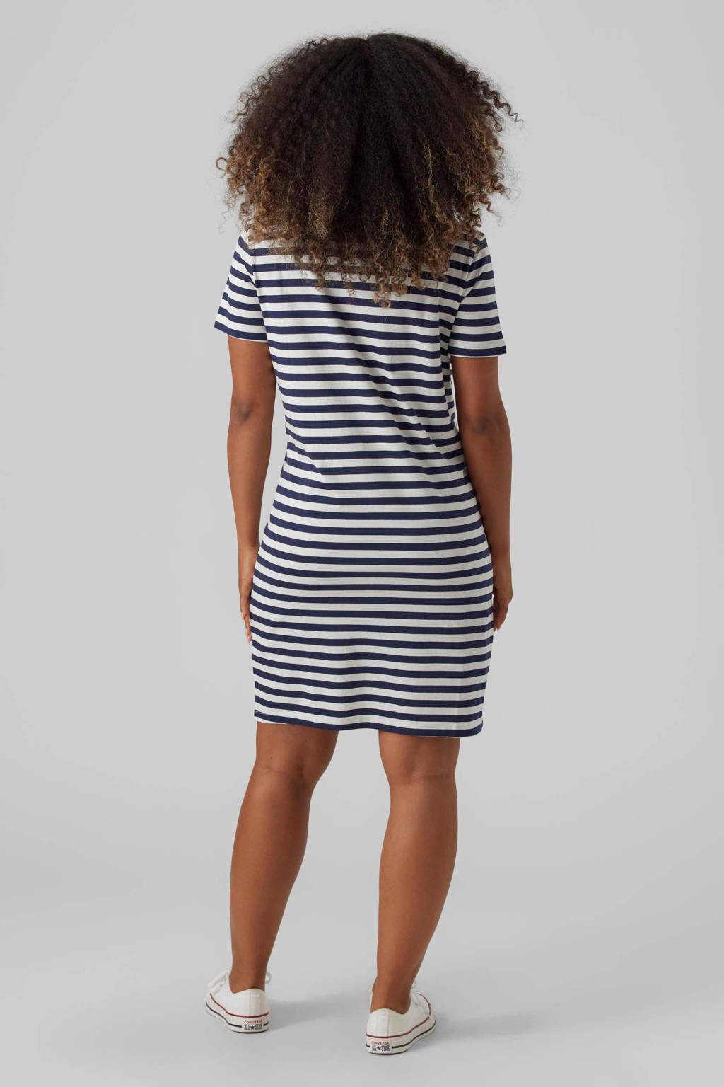 VERO MODA MATERNITY gestreepte zwangerschapsjurk VMMMOLLY donkerblauw/wit