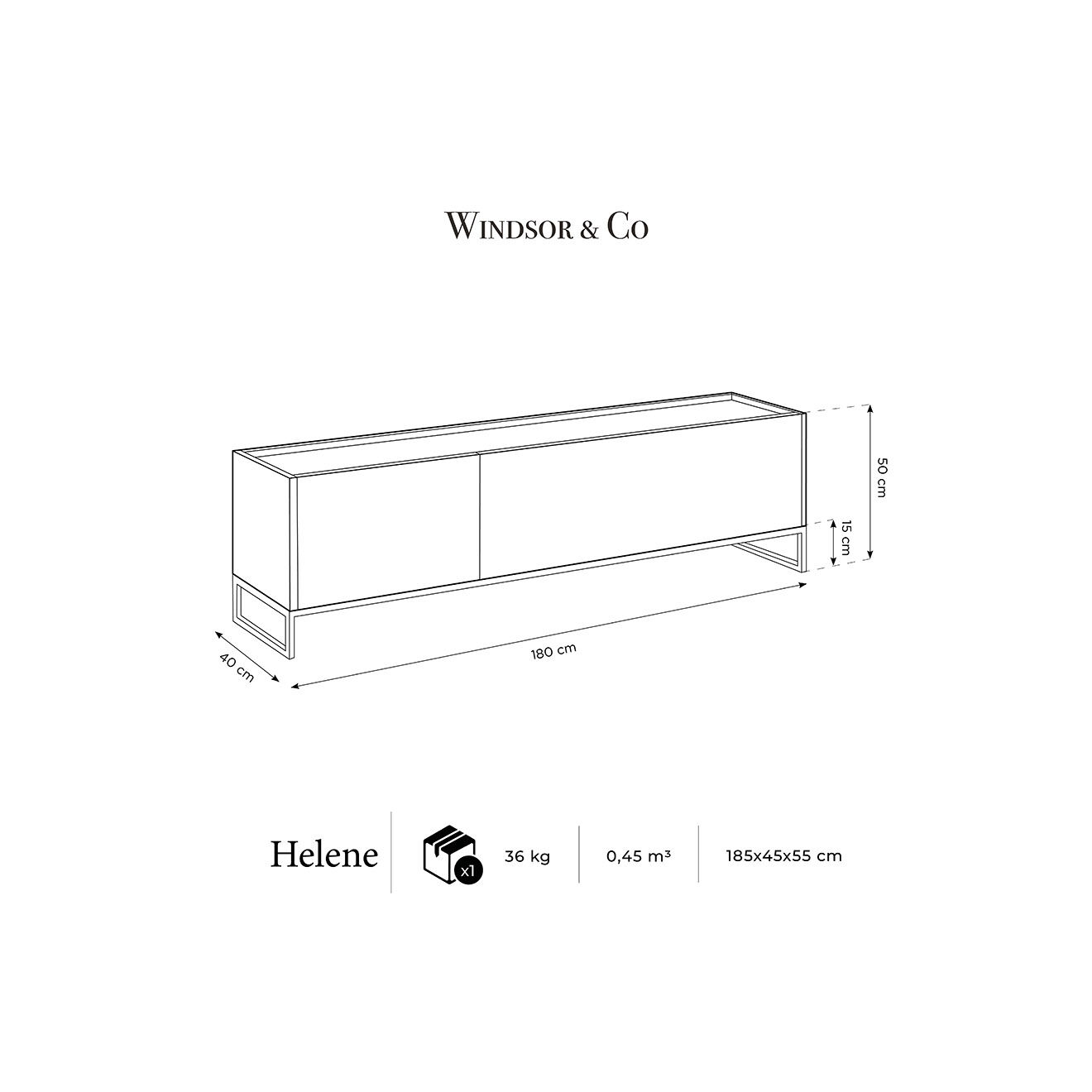 Windsor & Co Meuble TV Helene chêne naturel/gris clair - 180x40x50 cm