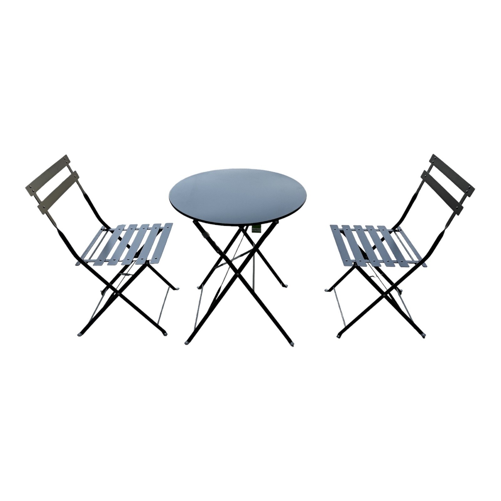 Jet-Line Jet-Line | Bistro Gartenmöbel Set | schwarz | Tisch mit 2 Klappstühlen | Terrasse | Balkon | Garten
