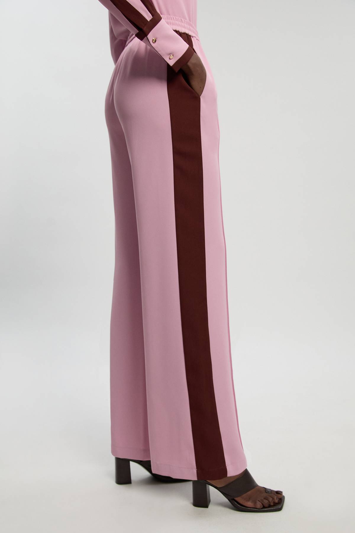 KarenMillen Pantalon Large en Sergé Contrasté Tissé