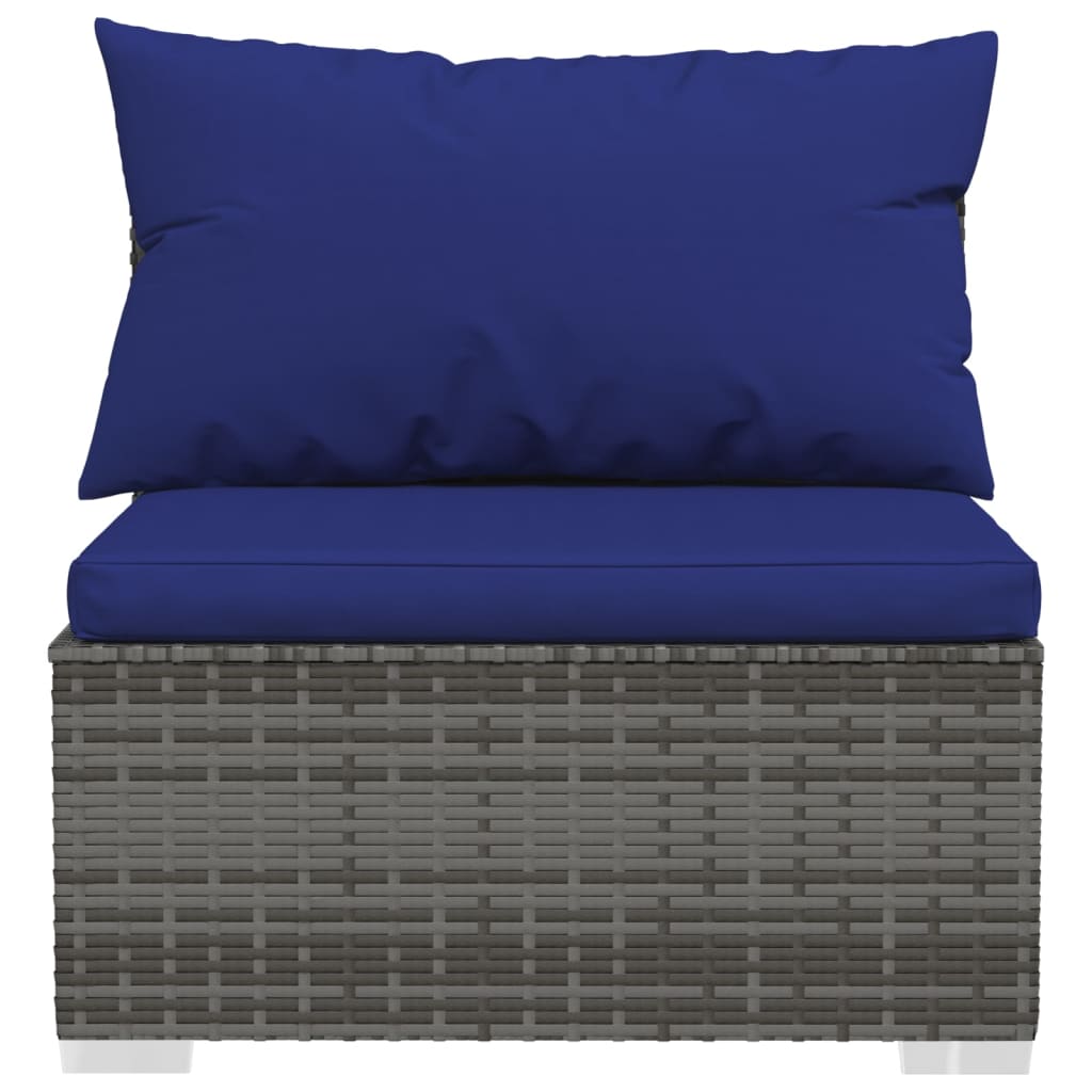 Salon de jardin meuble d'extérieur ensemble de mobilier 8 pièces avec coussins résine tressée gris