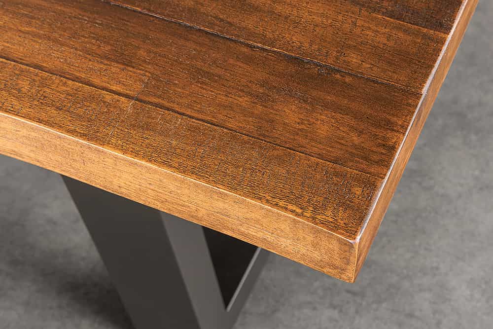Massiver Couchtisch GENESIS 110cm braun anthrazit Akazie Baumkante Kufengestell