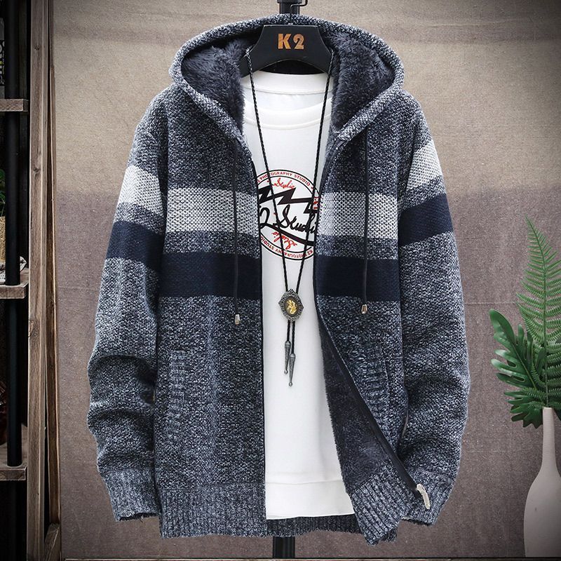 Aozora - Gestreept vest met capuchon en rits