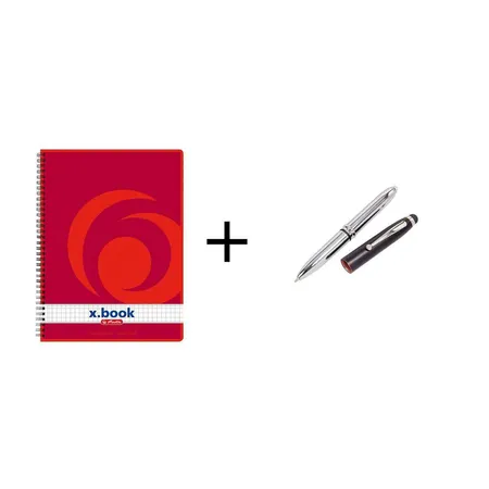 Herlitz Collegeblock DIN A5 Spiralblock kariert mit LED Touchpen Kugelschreiber