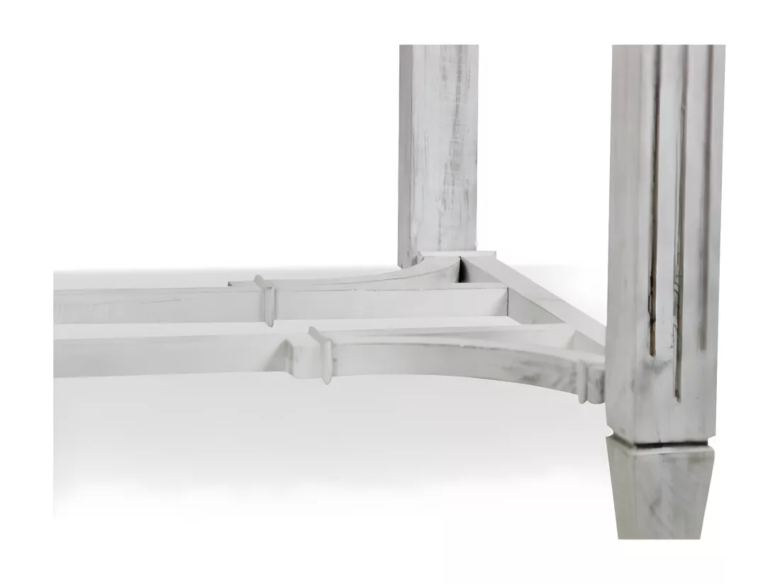 Table à Manger Bois Cerusé Blanc 180x90.5x81.5cm - Décoration d'Autrefois