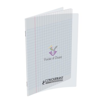 Conquérant Classique - Cahier de poésie et chant 17 x 22 cm - 48 pages - pages blanches et grands carreaux (Seyes) - transparent