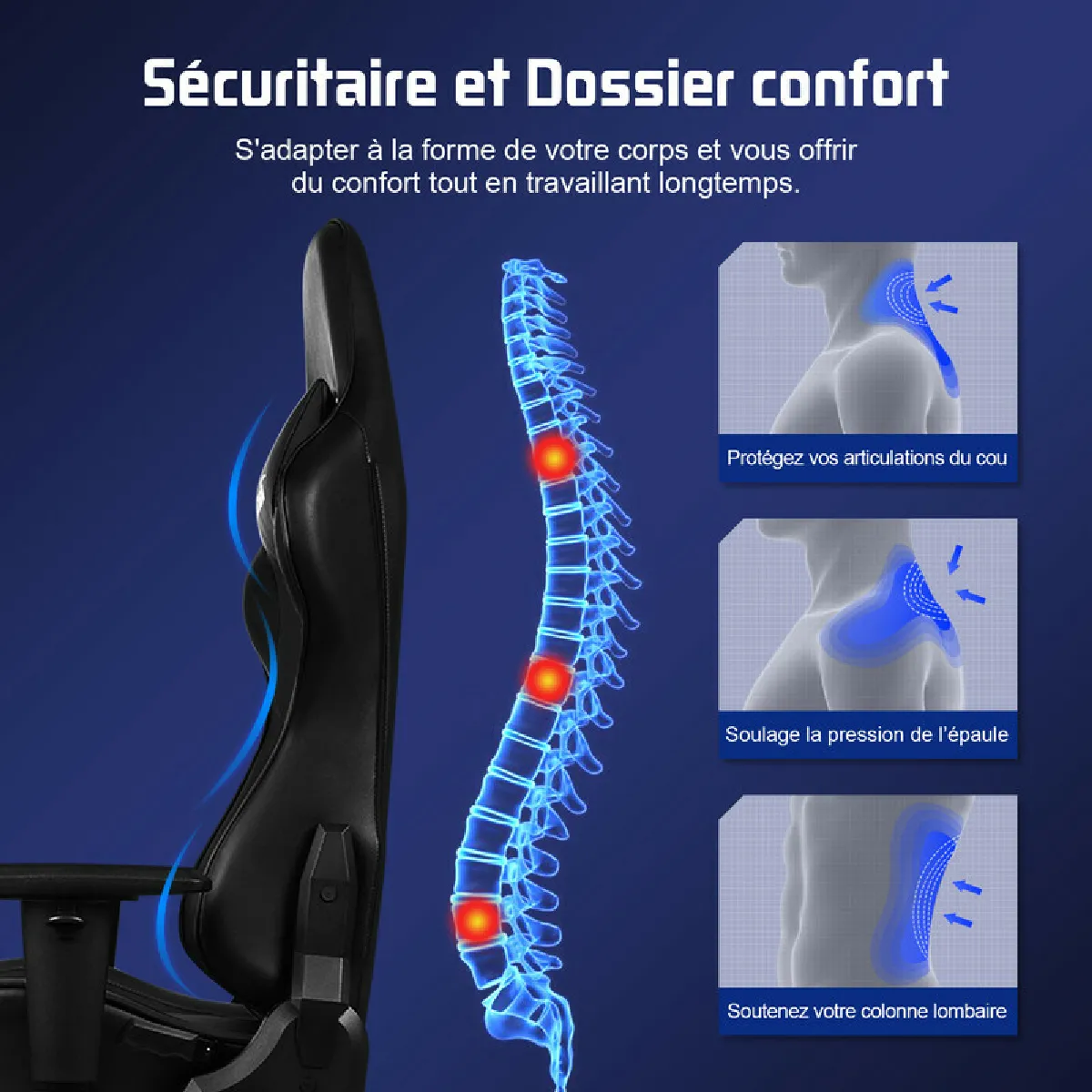 Lexzurn Chaise Gaming - Noir