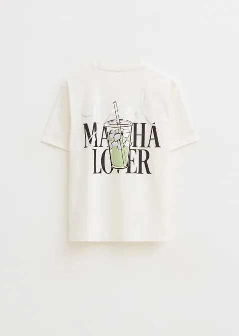 T-shirt met print iced matcha off-white (WIT.O)