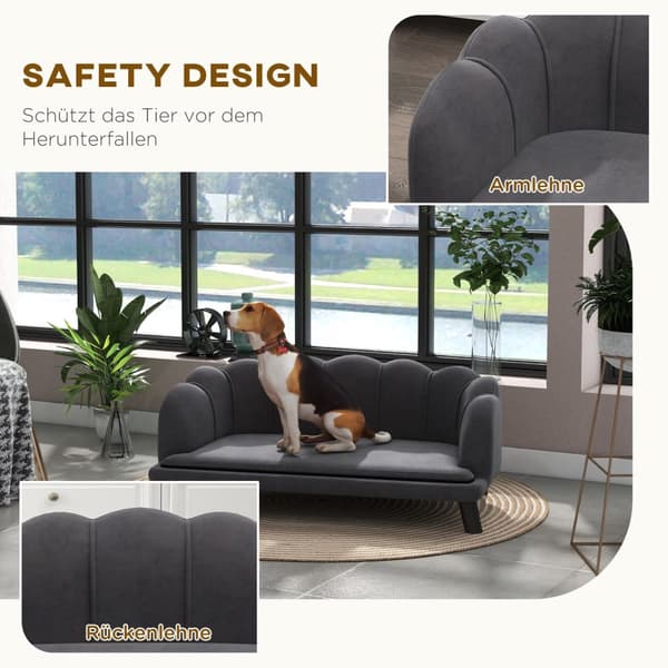 Luxury Hundesofa Ryggstøtte Treben Mørkegrå 98,5X60,5X35,5Cm
