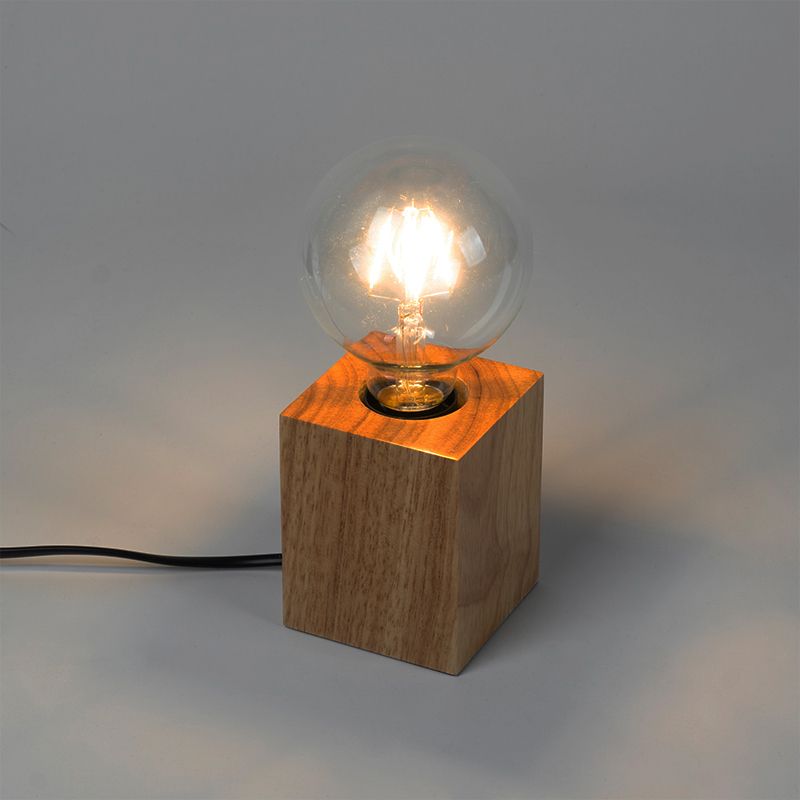 Landelijke tafellamp hout naturel - Bloc