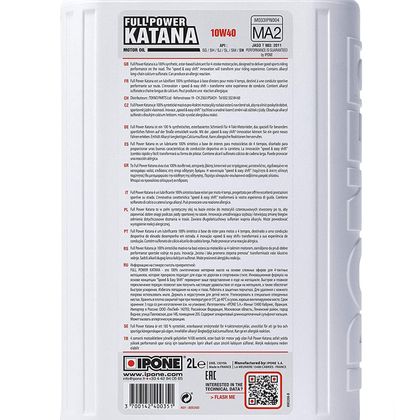 Huile moteur Ipone FULL POWER KATANA - 10W40 100% synthése - 2 LITRES Universel