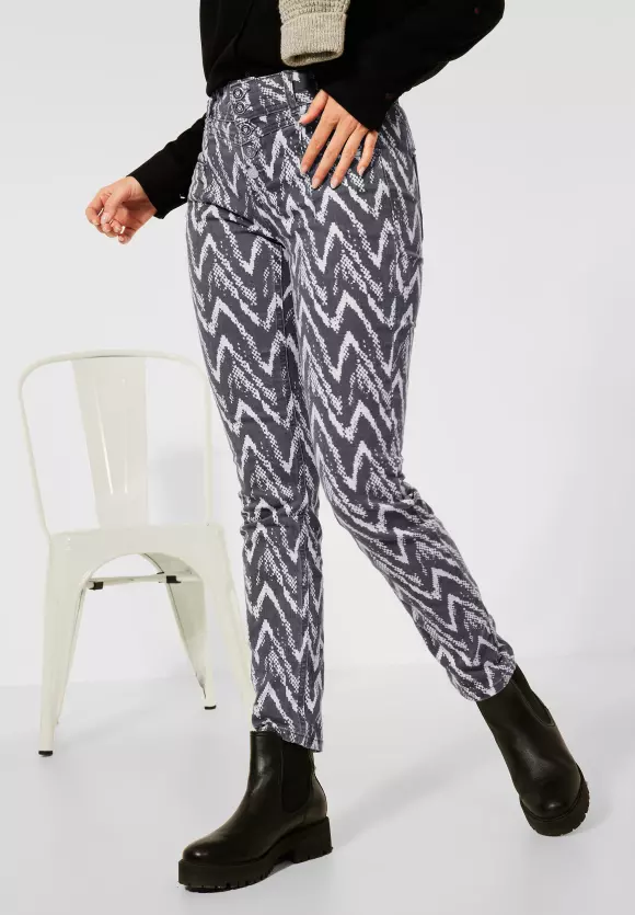 Casual Fit Denim mit Print - black white aop