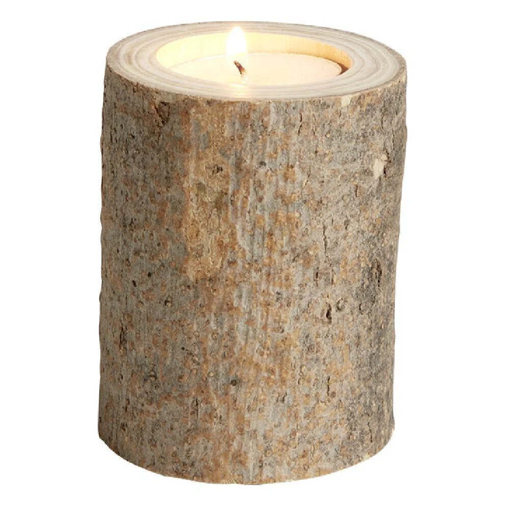 Bougeoir rondin de bois Ø6xH8cm