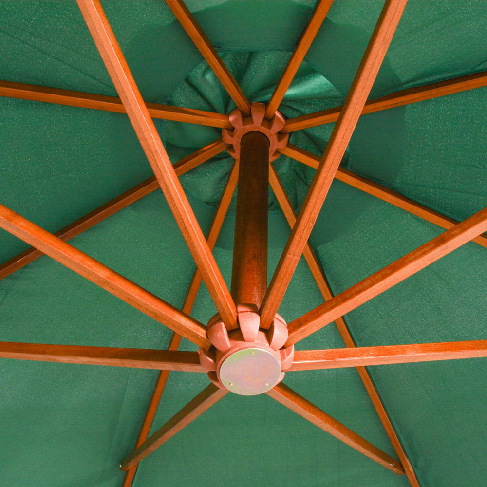 Parasol d'extérieur 350 cm poteau en bois vert