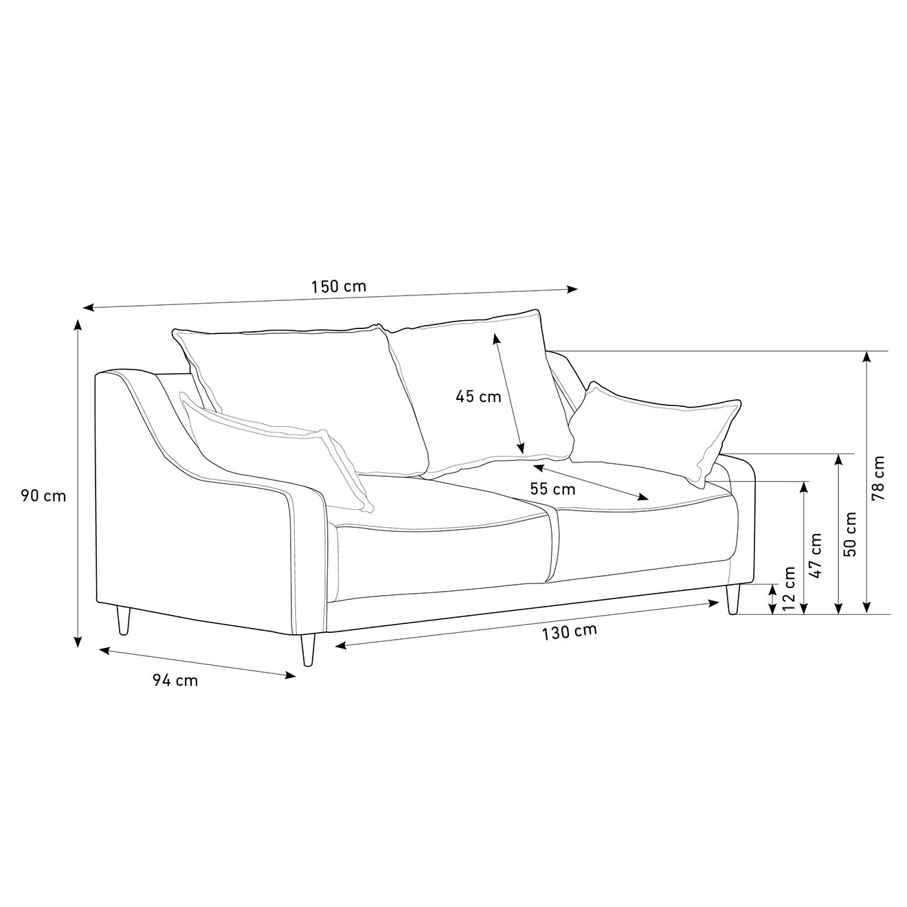 Mazzini Sofas Canapé fixe 2 places Pansy beige - 150x94x90 cm
