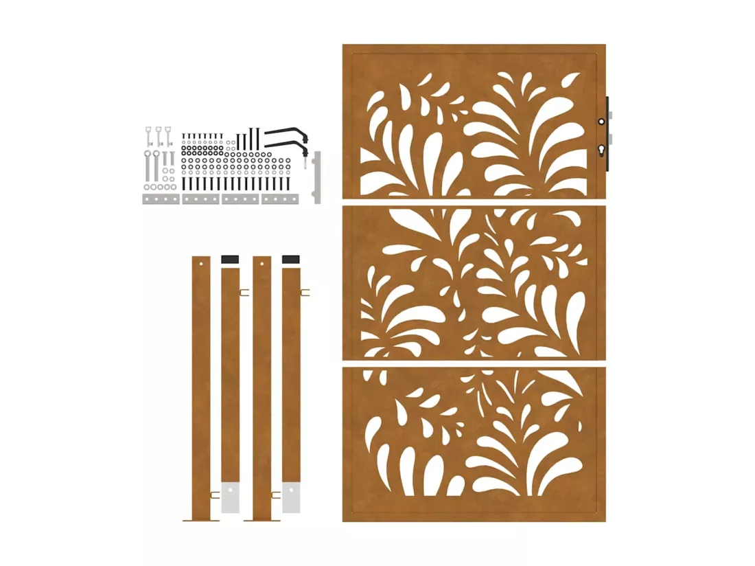 Porte de jardin acier résistant aux intempéries design vagues