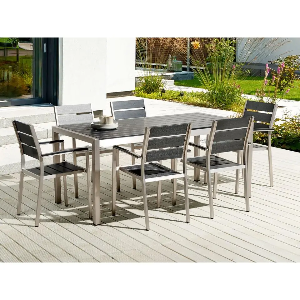 VERNIO - Tuintafel - Zwart/Zilver - 90 x 180 cm - Aluminium