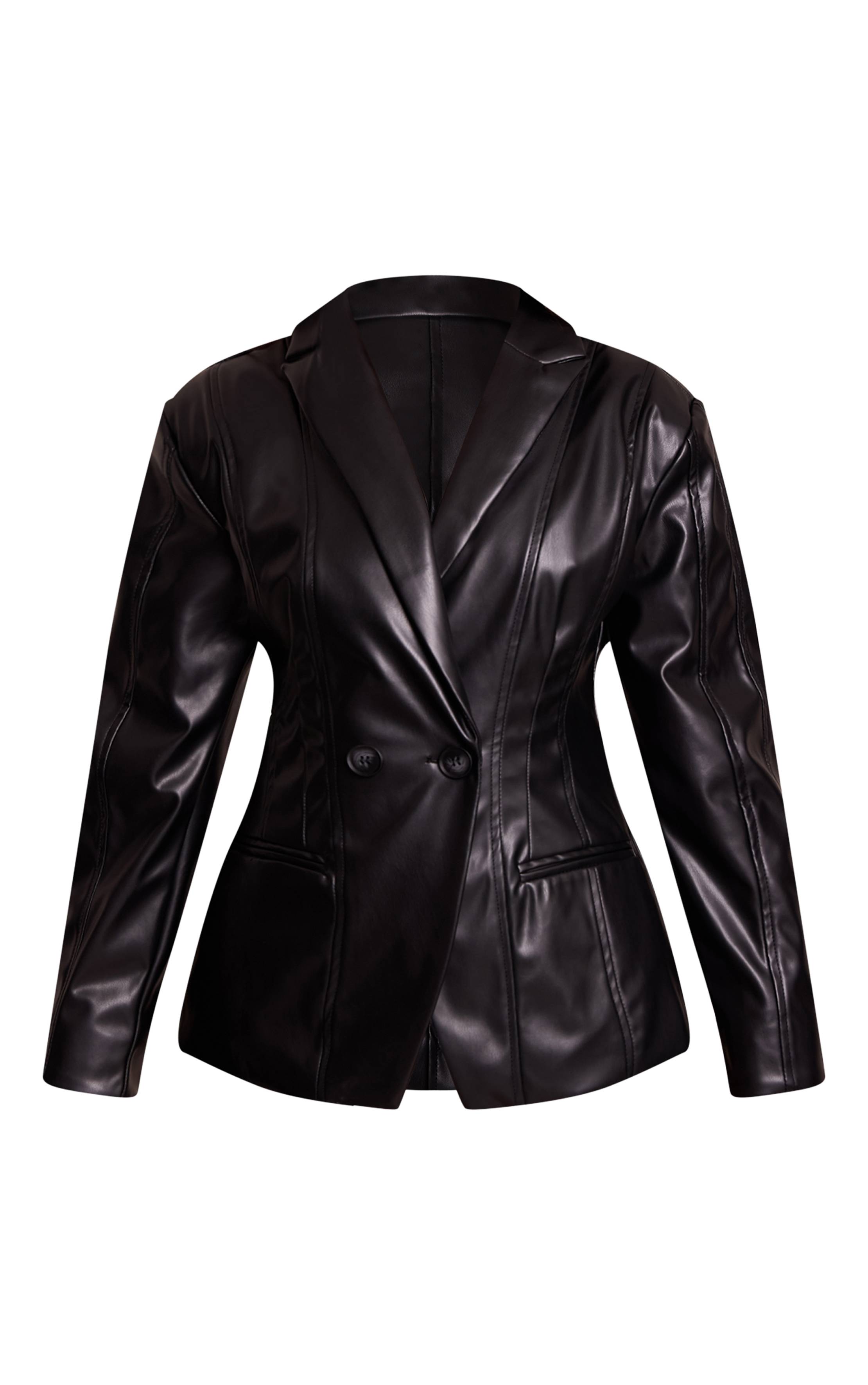 Noir Blazer Petite En Synthétiquecuir Chocolat À Détails De Panneaux