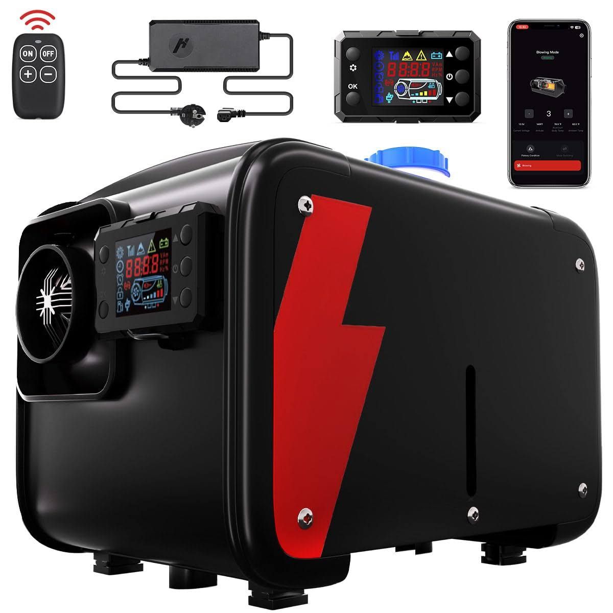 HCALORY 8kW Luft Dieselheizung,12 V/24 V 0,15–0,44 L/Std Diesel Standheizung Air Diesel Heizung mit Bluetooth APP Adapter und LCD-Display
